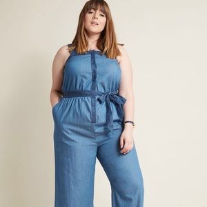 ModCloth Chambray Jumpsuit with sash